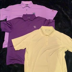 Golf shirts two medium one large and yellow